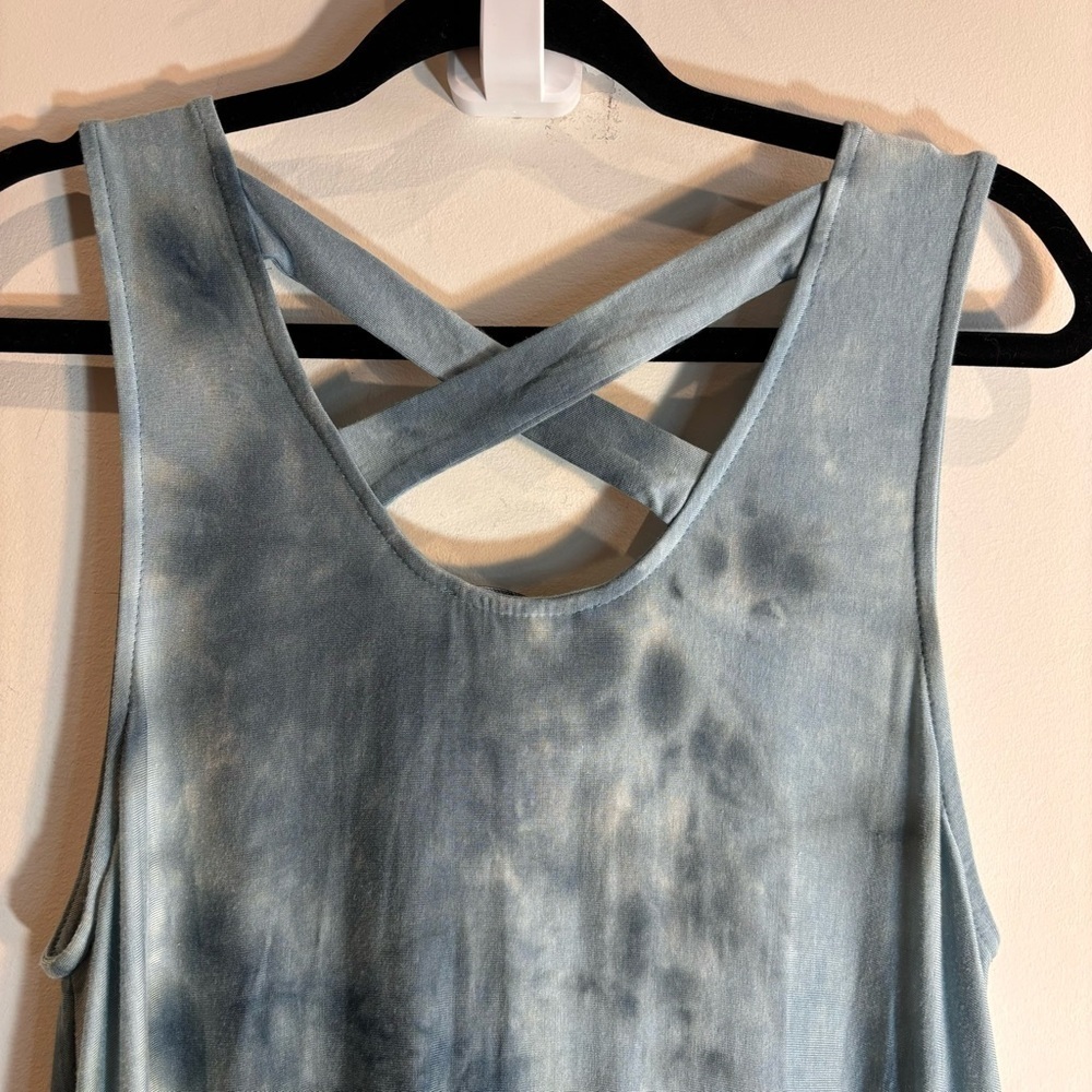 PAPILLON Sz L Maxi Dress Tie Dye Slinky Cross Strap Back Tulip Hem NEW WITH TAG - Picture 9 of 12